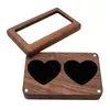 Jewelry Pouches Wedding Ring Box Protective Keepsake Dual Heart Wood Storage Case For Party Ceremony Proposal Birthday Stud Earrings