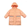 Piumino Giacca invernale calda per ragazza Arancione Nero Con cappuccio spesso Bambini Adolescenti Parka in cotone Capispalla Bambini Top impermeabili 6 8 10Y