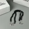 女性のための惑星ネックレスデザイナーネックレスVivienen Luxury Jewelry e Westwood S Full Diamond Saturn Black Agateネックレス