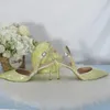 Crystal Yellow Chaussures Sandales Point Bridal Toe Mariage et coeur Sac Ladies Robe de fête mince talons High Talon Fomen sac à main 66 HBAG 489