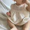 Strampler 2024 Sommer Mode Spitze Blume Gewebte Baumwolle Mädchen einteilige Kleidung Prinzessin Klettern Baby