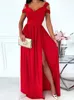 Casual Dresses For Women 2024 Fall Y2K Plants Print Cold Shoulder High Slit Dress Vestido Elegance Maxi Robe