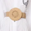 Wooden Buckle Dress Belt For Women Casual Female Braided Wide Strap Female Designer Woven Girls Elastic PP Straw Belts BZ339 Y19122971