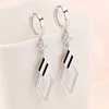 Dangle Earrings 1 Pair Women's Double Geometric Rhombus Stripes Paint Inlaid Zircon Ear Clip Ladies Fashion Jewelry E1952