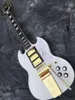 White G-400 High quality SG electric guitar, gold hardware, small pickup guard, in stock, fast shipping