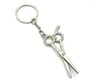 Keychains Keychain Scissor Metal nyckelkedja smycken Antik GOLC Color Bronze Silver Plated Sewing Scissors