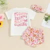 Kläder sätter spädbarn baby flickor sommarkläder kort ärm toppar fjäril t-shirt blomma shorts födda kläder