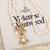 Planet Necklace Designer Necklace for Woman Vivienen Luxury Jewelry Vivianviviane westwood High Version Saturns Ship Anchor Pearl Necklace for Women s Personaliz