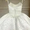 Luxe brillant Satin princesse robe de bal robes de mariée perle perlée hors de l'épaule blanc ivoire robe de mariée