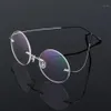 Fashion Sunglasses Frames Retro Round Titanium Glasses Frame Men Metal Rimless Super Light Myopia Nerd Screwless Eyewear1279H