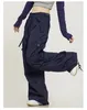 Damesbroeken Retro Donkerblauwe Overalls Wijde Pijpen Cargo Damesbroeken Lage taille Losse Casual Joggingbroeken Streetwear