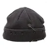 Berets Hip Hop Chapéu De Malha Mulheres Anel De Metal Brimless Unisex Básico Com Buracos Rasgados Cap Feminino Stretch Chapéus Homens Bonnet