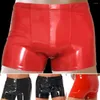 Unterhosen Männliche Unterwäsche Mid-rise Elastischer Bund Männer Höschen U Konvex Dünne Dehnbare Sexy Kunstleder Shorts Slips Täglichen Verschleiß