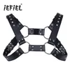 Cinturones IEFiEL Sexy Men Lencería Faux Cuero Ajustable Cuerpo Pecho Arnés Bondage Traje con hebillas para ropa de hombre Acc249o