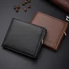 Wallets 2024 Men Short Leather Pu Purse Mens Zipper Money Bag Card Holder Porte Feuille Coin Pocket Billetera Male