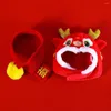 Vêtements de chien en peluche tête de dragon chapeau d'animal de compagnie cornes 3D broderie visage année chinoise festival de printemps chaud chat cosplay costume couvre-chef