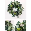 Couronne de pivoines décoratives d'été, 13 pouces, roses artificielles, brindilles florales en soie, décoration murale pour porte d'entrée avec feuilles vertes