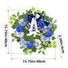 Decorative Flowers Blue And White Porcelain Wreath Wall Decor Front Door Garlands Decoration