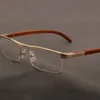 Modne okulary przeciwsłoneczne ramy drewniane okulary ramy mężczyźni kobiety vintage pół obręczy oka optyczne okulary na receptę na receptę okulary okulisty257f