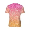 Herren T-Shirts Sportswear-Shirt für Männer weiße Paisley T-Shirts Pink bis orange Sommer Tee O Hals Y2K Fun Graphic Tops Geschenk