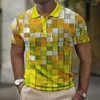 Men's Polos Polo T-shirt Patchwork Plaid Print Clothing Summer Casual Short Sleeved Daily Street Tops Tees Loose Oversized Shirt