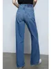 Jeans pour femmes IOO 2023 Nouveau rétro taille haute denim pantalon droit femme bleu jambe large marque jean livraison gratuite l2402