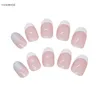 False Nails Sweet Fake Line Printed Pink Press On With Harmless And Smooth Edge For Fingernail Diy Decoration