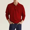 Polos pour hommes à la mode Polo à manches longues classique coupe ajustée dessus de couleur unie pour un usage quotidien mode décontractée