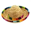 Vêtements de chien mignon mini chiot chat paille tissé chapeau de soleil casquette mexicaine sombrero fournitures pour animaux de compagnie
