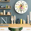 Wandklokken Bee Circle Dot aquarel bloem bedrukte klok moderne stille woonkamer woondecoratie hangend horloge