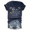 Bee Letter Printing Lässiges, lockeres Rundhals-Kurzarm-T-Shirt für Damen