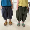 Shorts calças com cordão liso verão moda bebê meninas meninos solto elástico de cintura alta crianças calças para 1-8 anos