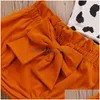 Kläder sätter modefödda småbarn baby flickor kläder leopard tryck kort ärm romper toppar bow shorts pannband 3 st -outfit set dro dhqso