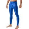 Calças masculinas elásticas sedosas suaves em u convexo bolsa de protuberância alta slim fit leggings com macio respirável médio para conforto