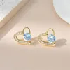 Brincos de parafuso prisioneiro primeiro amor brilhante zircão coração nobre dourado prateado quadrado orelha studs para mulheres menina na moda decorar jóias suaves