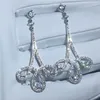Fin smycken droppe örhänge 925 Sterling Silver Pave Seting Diamond CZ Engagement Wedding Dingle örhängen för kvinnor brud gåva331f