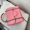 Luxury Leather Handle Designer Handbag Fashionable Women New Color Blocking Diamond Lattice Chain Bag Double Letter High Quality Solid Shoulder