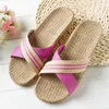 Salute to woven canvas shoes, slippers grass shoes Mule Slides sandals high heels flat heels women casual and fashionable beach slippers E05