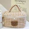 Storage Bags Case Household Portable Women Multifunctional Checkerboard Lattice Organization Make Up Cases Makeup Bag