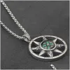 Pendant Necklaces Flash Compass Rainbow Necklace Chain For Men Antique Sier Color Stainless Steel Jewelry Hip Hop Punk Rock Accessor Dhivu