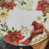 Płytki amerykański świąteczny talerz ręcznie malowany czerwony ptak sałatkowy makaron