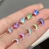 Stud Earrings Fantastic Fairy Colorful Star Moon Women Y2K Pink Purple Transparent Cute Earring Jewelry Gift Brincos