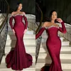 Bury mermaid prom dress crystal off shoulder formal evening elegant long sleeves party dresses for special ocns promdress