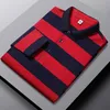 Marke Business Langarm Polo Shirts Männer Kleidung 2023 Gestreiften Tops Revers Luxus Kleidung Mode Bestickt Herren Golf Tragen 240219
