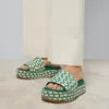 Designer Sandaler Luxury Slippers Summer Women Shoes Shaped Flora Slides Molded Footbed Tonal Rubber Sole med Fashion Letters Canvas Jacquard toppkvalitet
