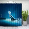 Rideaux de douche drôle baleine lune ciel étoilé paysage océan phare salle de bain décor maison bain imperméable Polyester tissu rideau