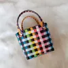 Opbergzakken Leuke kleurrijke tas Kinderen Handheld Cadeau Weven Strand Plastic handtas Handgemaakte mand Nylon Winkelen