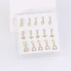 Jewelry Nose Pin with Dangle Crystal Zircon Nose Studs Gold Color Nose Dangling