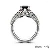 Cluster Rings 925 Silver Natural 1 Diamond Jewelry Princess Women Anillos Bizuteria Obsidian Topaz Gemstone Femme
