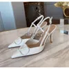 Luxury Womens Sandals Brand Designer High Heels Metal V-Button Pointed Thin Heels High Heels Sexy Evening Shoes Womens Open Heel Sandals